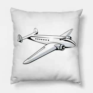 Vintage Twin Engine Propeller Airplane Retro Pillow