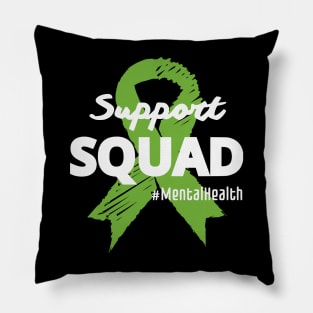 Support Squad Mental Health Awareness Lime Green Ribbon Pillow