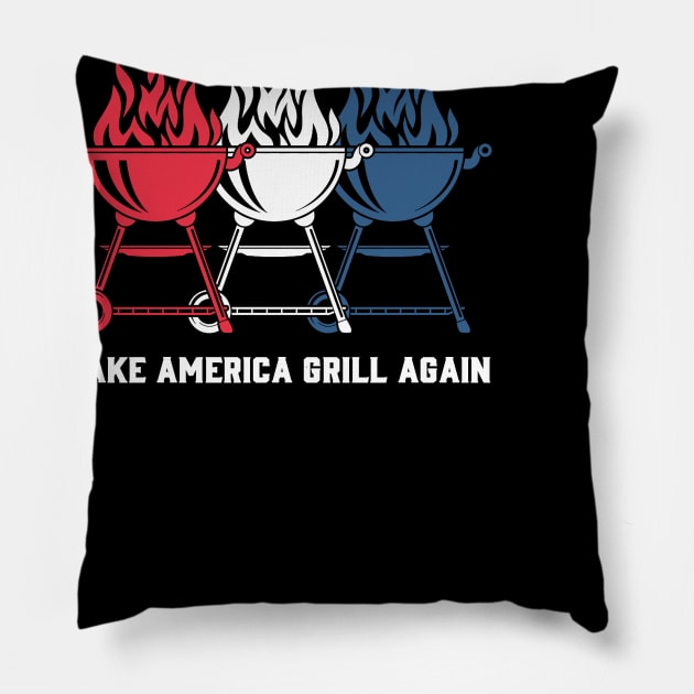 Make America Grill Again Pillow by Sunset beach lover