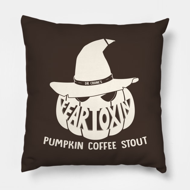 Dr. Crane's Fear Toxin Pumpkin Coffee Stout (New) Pillow by Avengedqrow