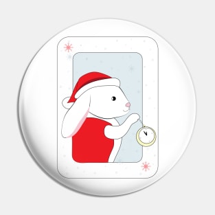 White Rabbit in Santa Hat Pin