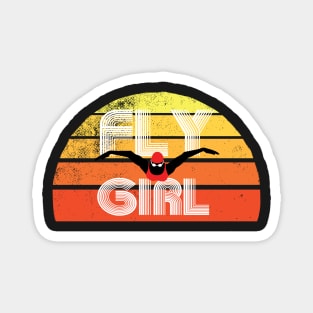 Retro Fly Girl Womens Swimming 2 Magnet