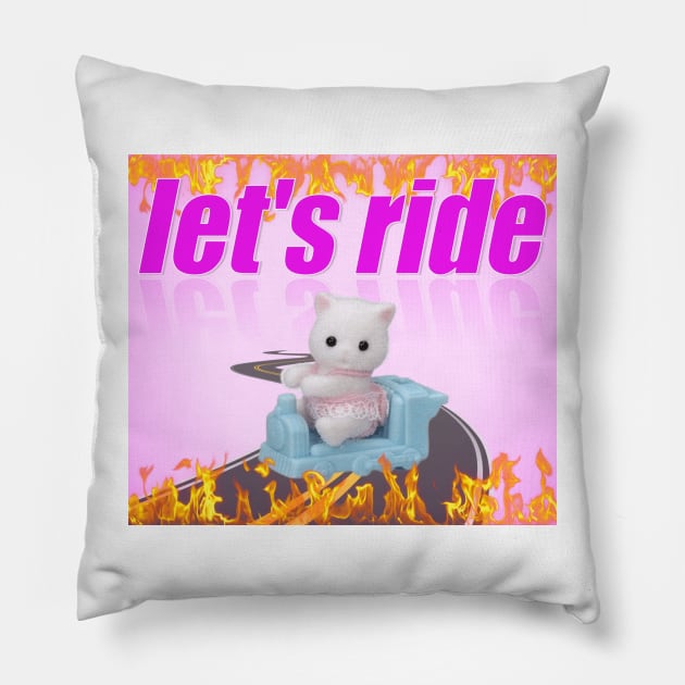 Let's Ride Charli XCX Calico Critters Cat 2 Pillow by ellanely