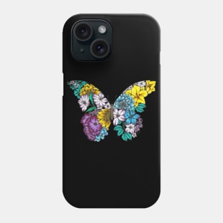 Floral Butterfly Color Black Background Phone Case