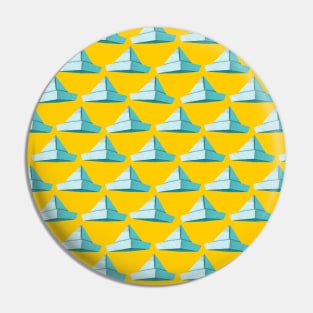 Paper Hats Pattern Blue Yellow Pin