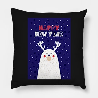 Happy New Year Reindeer Pillow