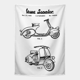 Vespa Scooter Patent Black Tapestry