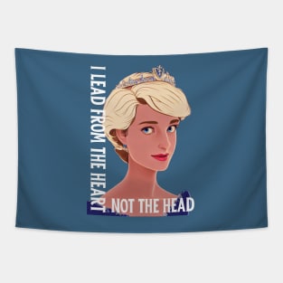 I Lead From the Heart - Not the Head - White - Quote - Princess Diana Tapestry