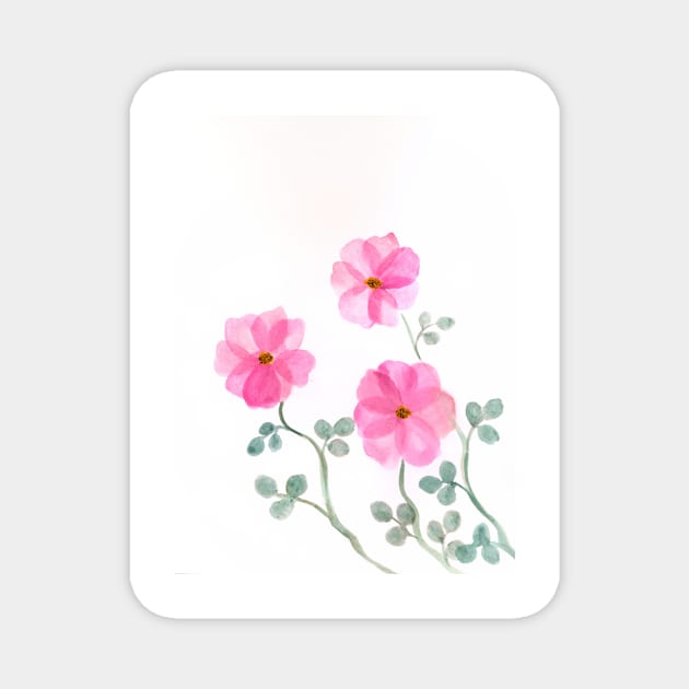 Pink blossom floral botanical watercolor Magnet by redwitchart