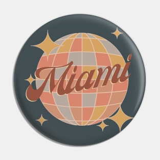 Miami Florida Retro Vintage disco ball brown Pin