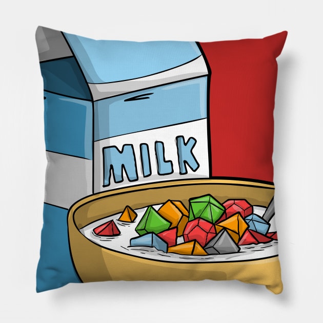 Dice Cereal D20 Funny Dungeons And Dragons DND Lover Pillow by Bingeprints