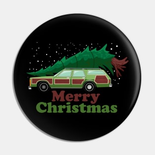Merry Christmas vacation station wagon with tree Pin