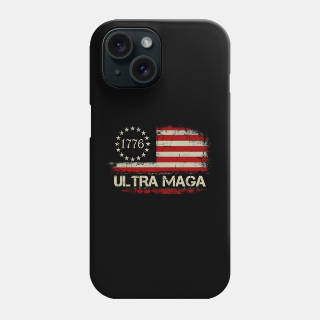 Ultra Maga 1776 Conservative Anti Liberal Us Flag Phone Case by petemphasis