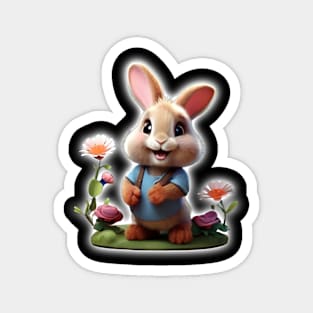 Floral Hopper bunny Magnet