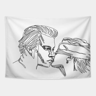 Love in Sleepy Hollow, line art Tapestry