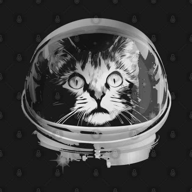 Space Cat Grayscale by Nerd_art