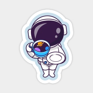 Cute Astronaut Drink Coffee Space Cup Cartoon Magnet