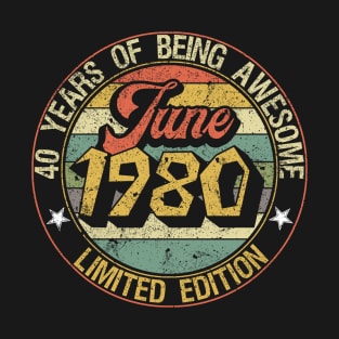 born June 1980 Vintage Gift T-Shirt