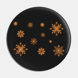 Bright Orange Faux Glitter Snowflakes Pin