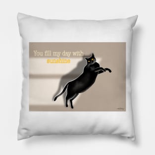 Thoughtful Sunshine Black Cat Pillow