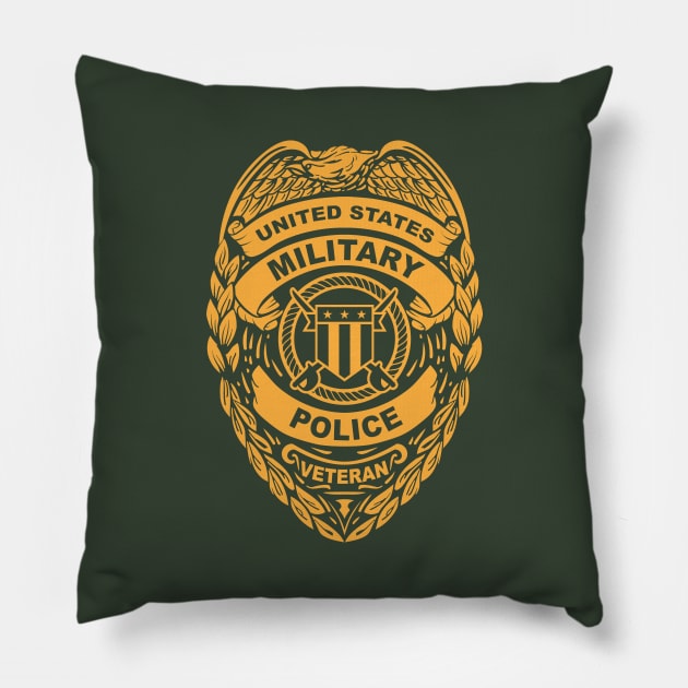 U.S. Military Police Veteran Gold Badge Pillow by hobrath