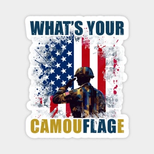 Saluting Soldier with American Flag - What's Your Camouflage? Magnet
