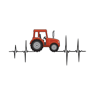 Funny farmer tractor ecg heartbeat pulse gift T-Shirt