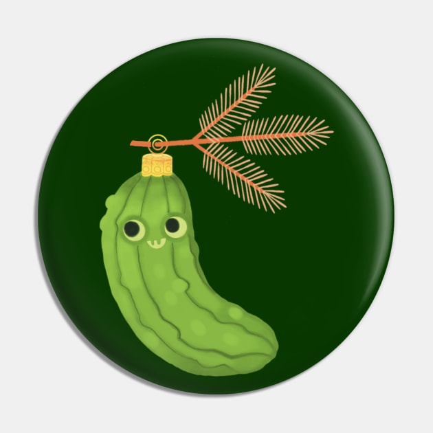 Pickle Ornament Pin by Kath Waxman Illustration