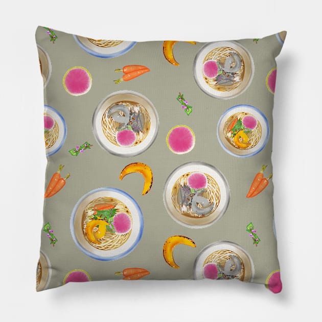 Veg ramen allover Pillow by smithandco