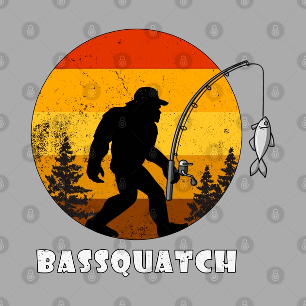 Bassquatch Funny Fishing Sasquatch Bigfoot Retro by Jose Luiz Filho