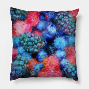 Fresh Berries All Over Impressionist Painting Pillow