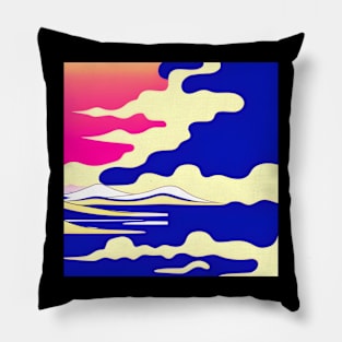 Colorful clouds and mountains. Pillow