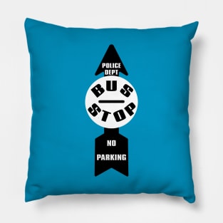 Vintage Bus Stop Sign Pillow