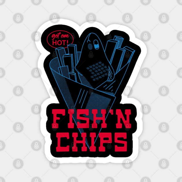 Retro Fish and Chips Design - English Food Magnet by YourGoods