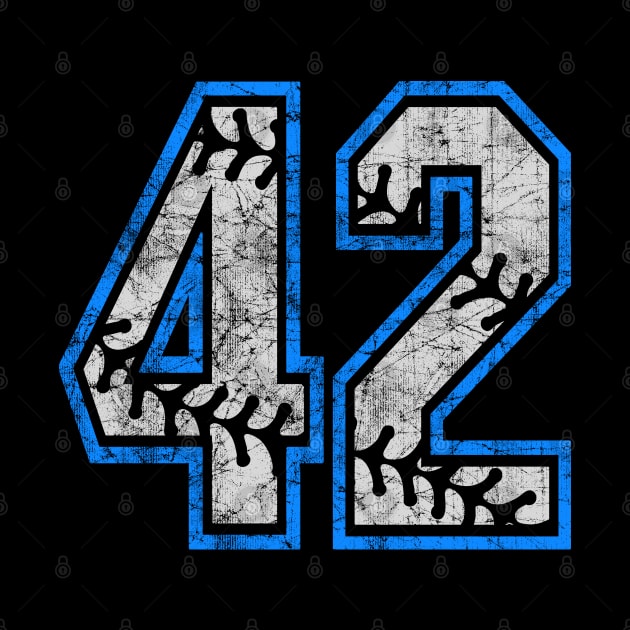 Number 42 Baseball Equality Distressed Classic LA Blue by TeeCreations