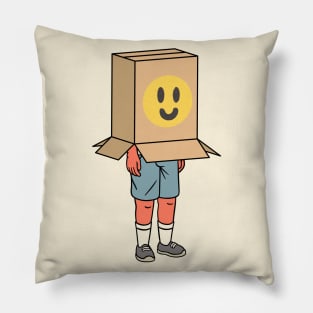 Boy in a cardboard box Pillow