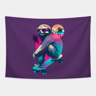 Skateboarding Sloth Tapestry