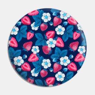 Pink strawberries on blue Pin