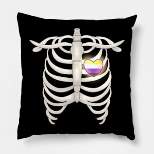 Ribcage With Nonbinary Heart Pillow