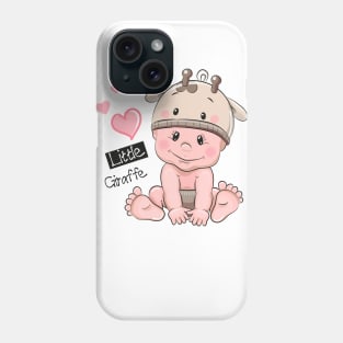 Cute baby in a giraffe hat. Phone Case