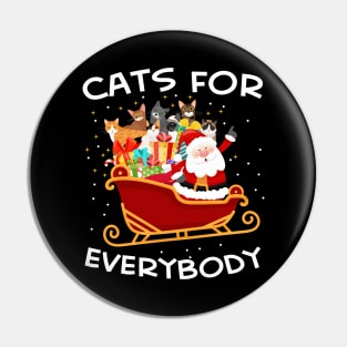 Santa Claus Riding Sleigh carry Kittens Gift Christmas Cat Lover Pin