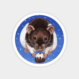 Hooded Rat Christmas Pudding Magnet