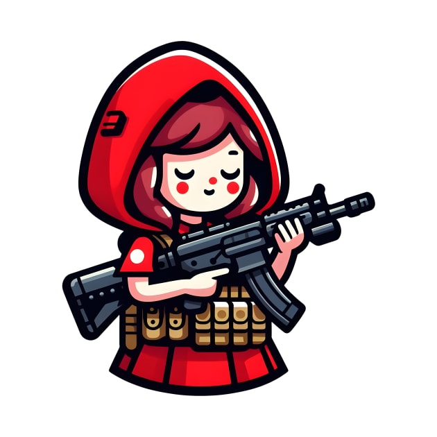 Tactical Little Red Riding Hood Adventure Tee: Where Fairytales Meet Bold Style by Rawlifegraphic