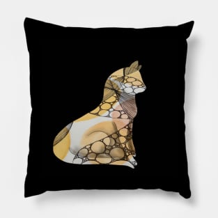 Orange zentangle pretty kitty watercolor Pillow