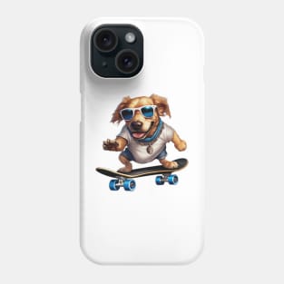 a dog riding a skateboard wearing sunglasses Phone Case
