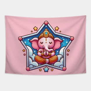 Cute Ganesha Medetating Tapestry