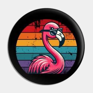 Cool Retro Flamingo in Sunglasses 70s 80s 90s Funny Flamingo Pin