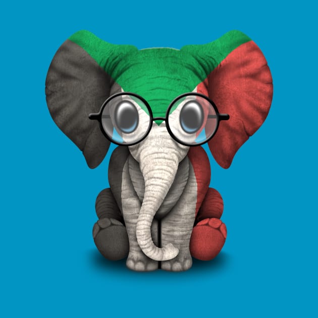 Baby Elephant with Glasses and Sudanese Flag by jeffbartels