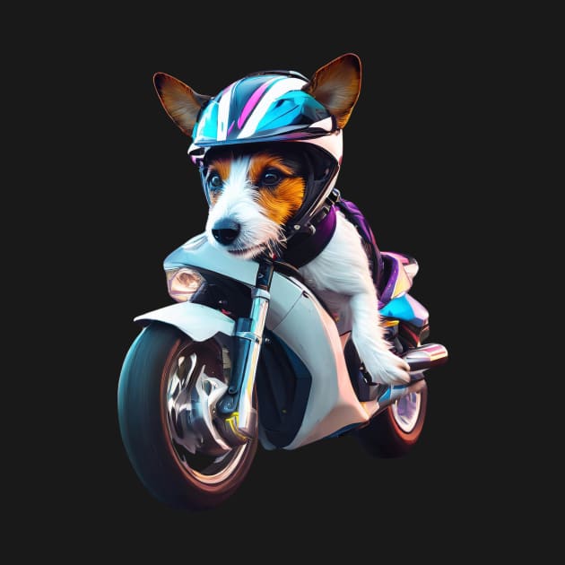 Rasler terrier on a motorbike by Wovenwardrobe