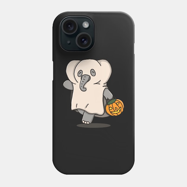 Cute Elephant In Ghost Costume Phone Case by Luna Illustration